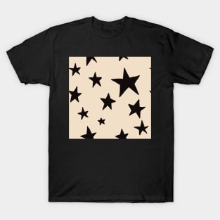 beige black stars pattern stockholm style T-Shirt